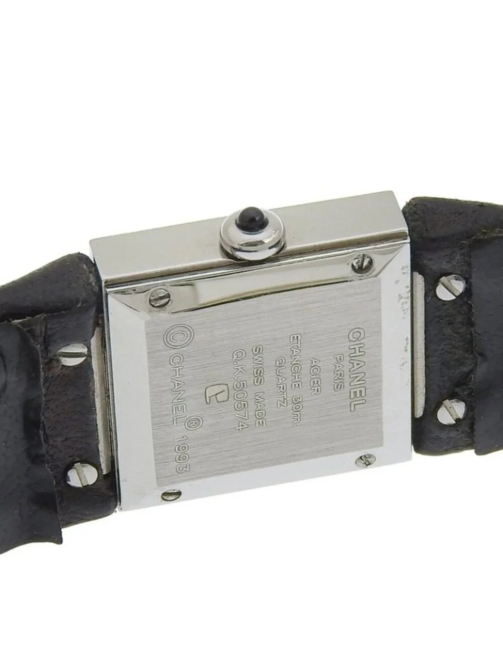 Chanel Quilted Stainless Steel Leather Black Quartz Analog Display - Picture 6 of 8